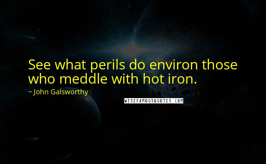 John Galsworthy Quotes: See what perils do environ those who meddle with hot iron.