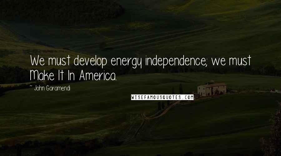 John Garamendi Quotes: We must develop energy independence; we must Make It In America.