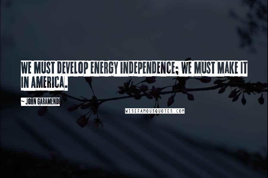 John Garamendi Quotes: We must develop energy independence; we must Make It In America.