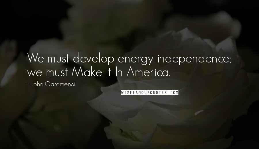 John Garamendi Quotes: We must develop energy independence; we must Make It In America.