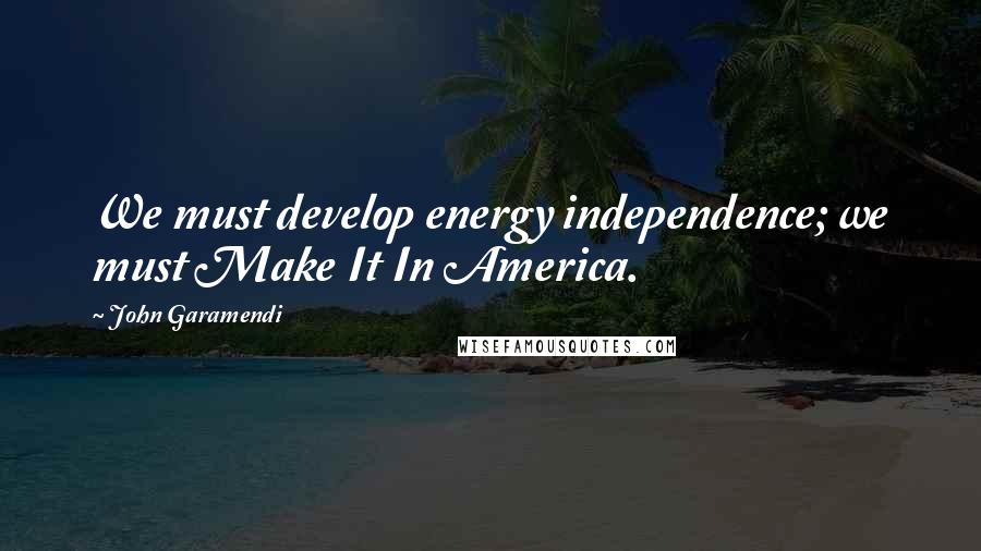 John Garamendi Quotes: We must develop energy independence; we must Make It In America.