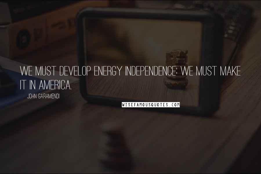 John Garamendi Quotes: We must develop energy independence; we must Make It In America.