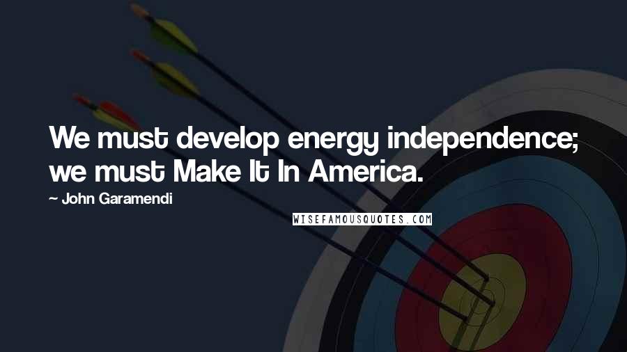 John Garamendi Quotes: We must develop energy independence; we must Make It In America.