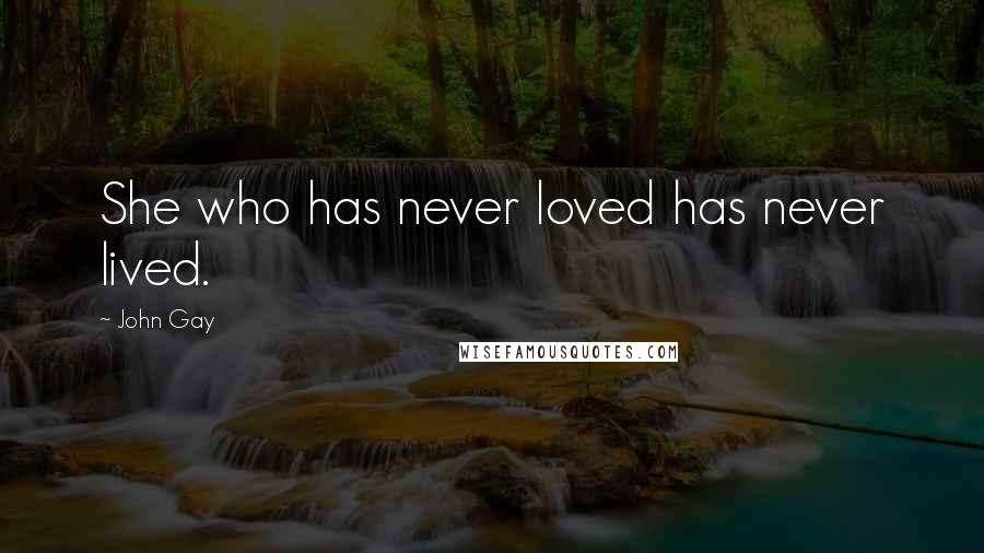 John Gay Quotes: She who has never loved has never lived.