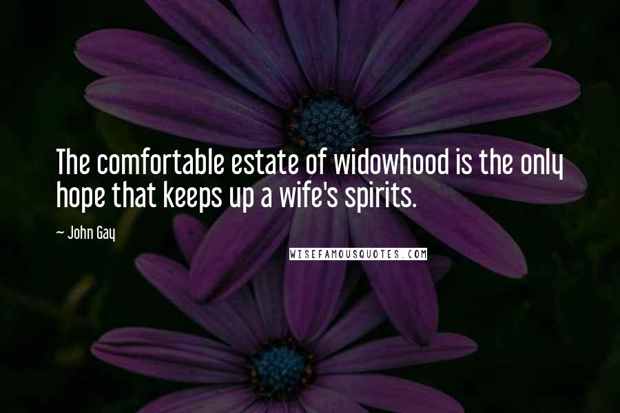 John Gay Quotes: The comfortable estate of widowhood is the only hope that keeps up a wife's spirits.