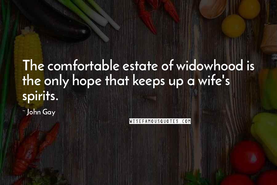 John Gay Quotes: The comfortable estate of widowhood is the only hope that keeps up a wife's spirits.