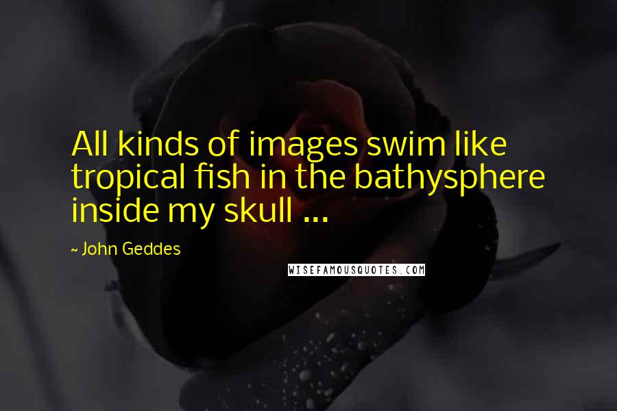 John Geddes Quotes: All kinds of images swim like tropical fish in the bathysphere inside my skull ...