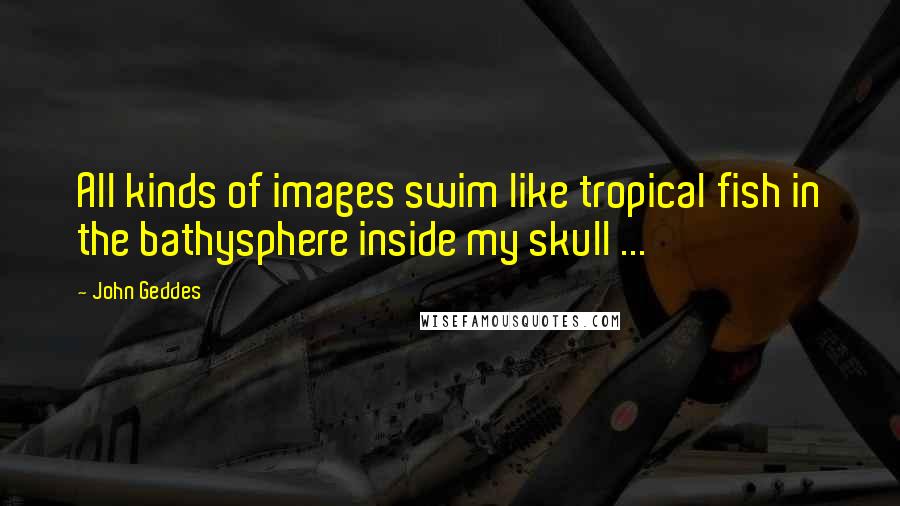 John Geddes Quotes: All kinds of images swim like tropical fish in the bathysphere inside my skull ...