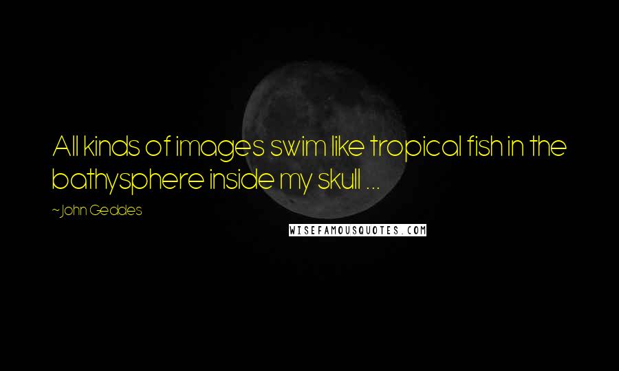 John Geddes Quotes: All kinds of images swim like tropical fish in the bathysphere inside my skull ...