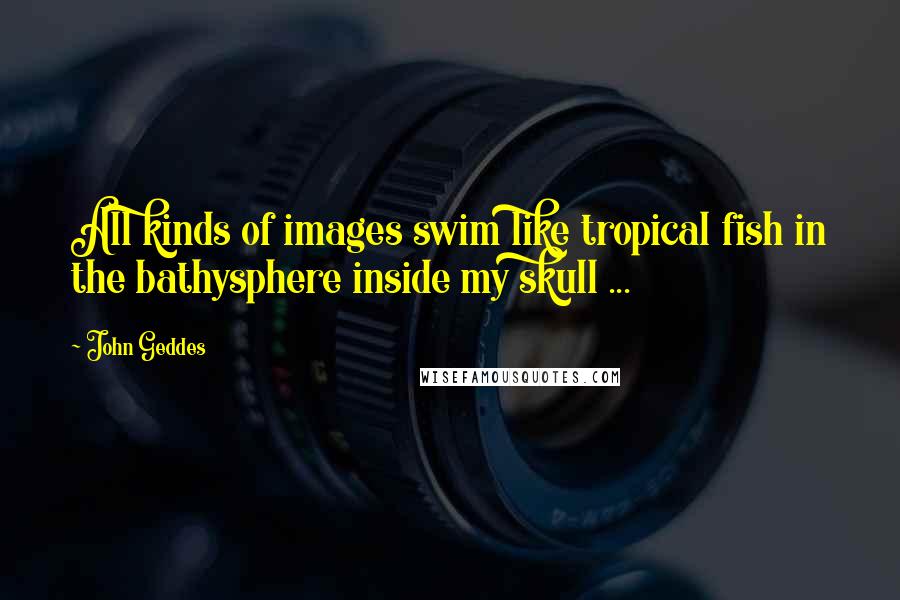 John Geddes Quotes: All kinds of images swim like tropical fish in the bathysphere inside my skull ...