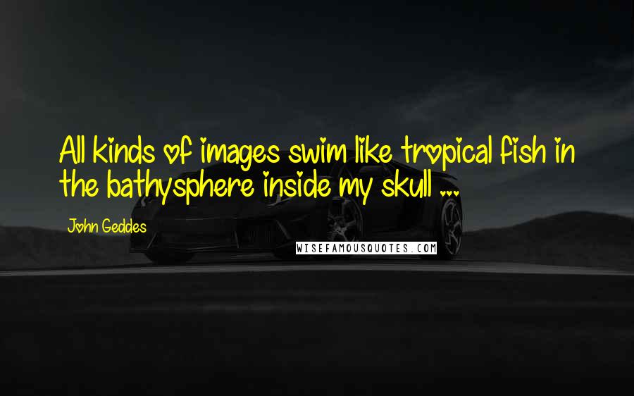 John Geddes Quotes: All kinds of images swim like tropical fish in the bathysphere inside my skull ...