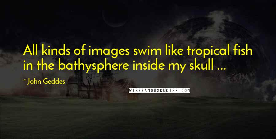 John Geddes Quotes: All kinds of images swim like tropical fish in the bathysphere inside my skull ...