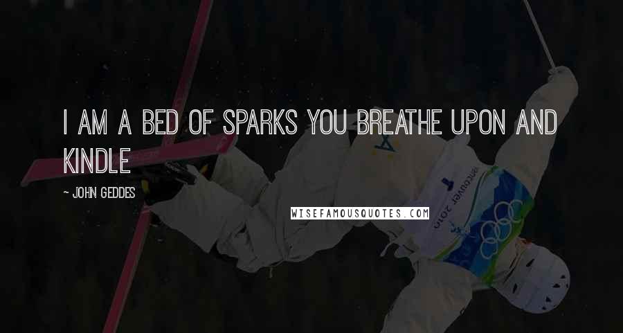 John Geddes Quotes: I am a bed of sparks you breathe upon and kindle