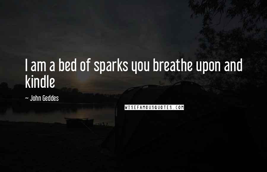 John Geddes Quotes: I am a bed of sparks you breathe upon and kindle