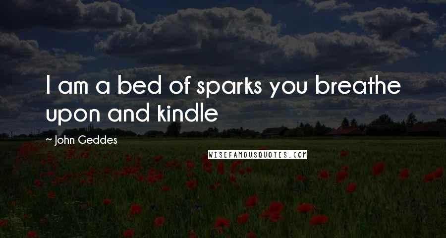 John Geddes Quotes: I am a bed of sparks you breathe upon and kindle