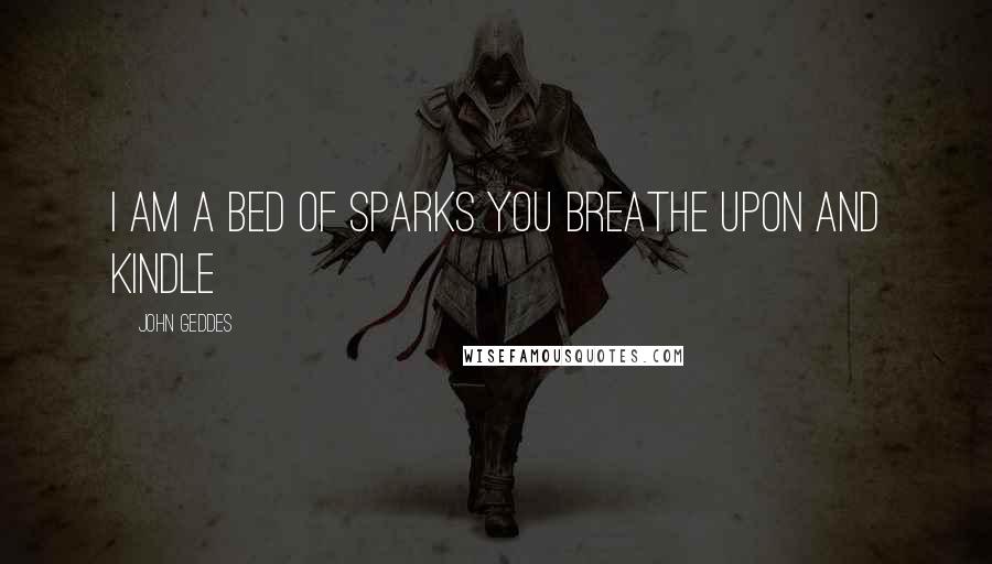 John Geddes Quotes: I am a bed of sparks you breathe upon and kindle