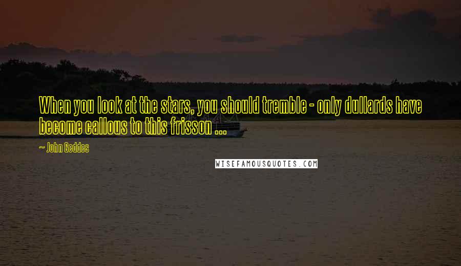 John Geddes Quotes: When you look at the stars, you should tremble - only dullards have become callous to this frisson ...