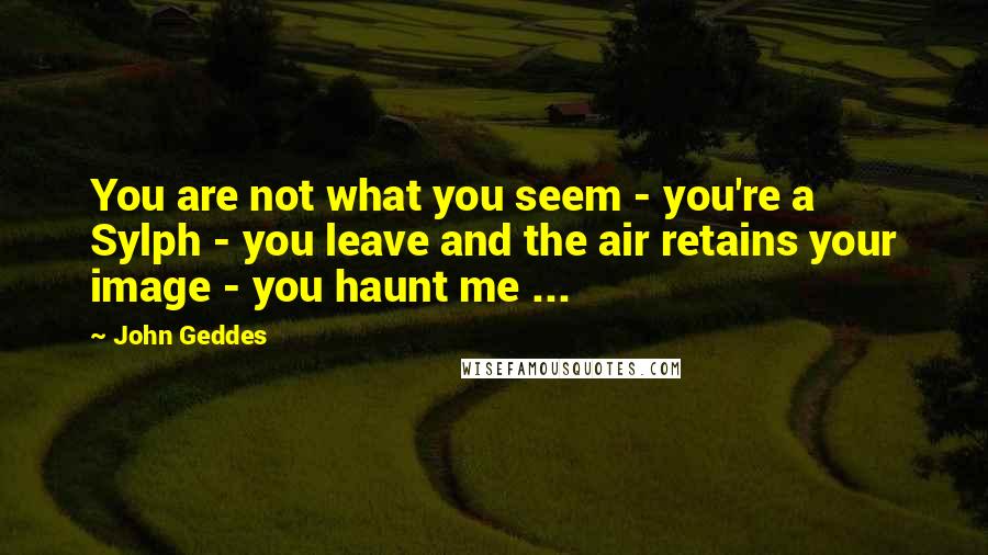 John Geddes Quotes: You are not what you seem - you're a Sylph - you leave and the air retains your image - you haunt me ...