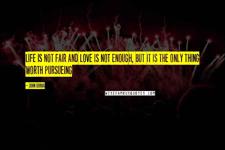 John Gorka Quotes: life is not fair and love is not enough, but it is the only thing worth pursueing