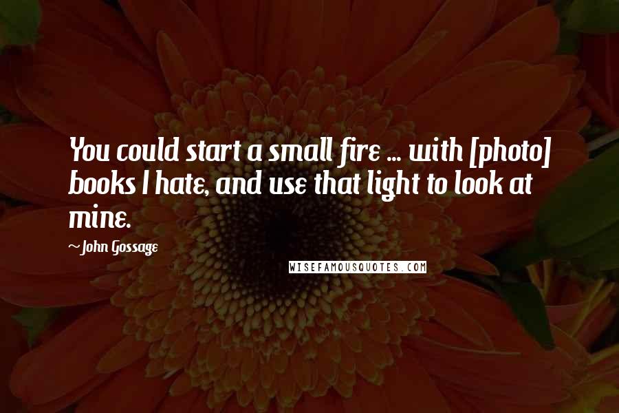 John Gossage Quotes: You could start a small fire ... with [photo] books I hate, and use that light to look at mine.