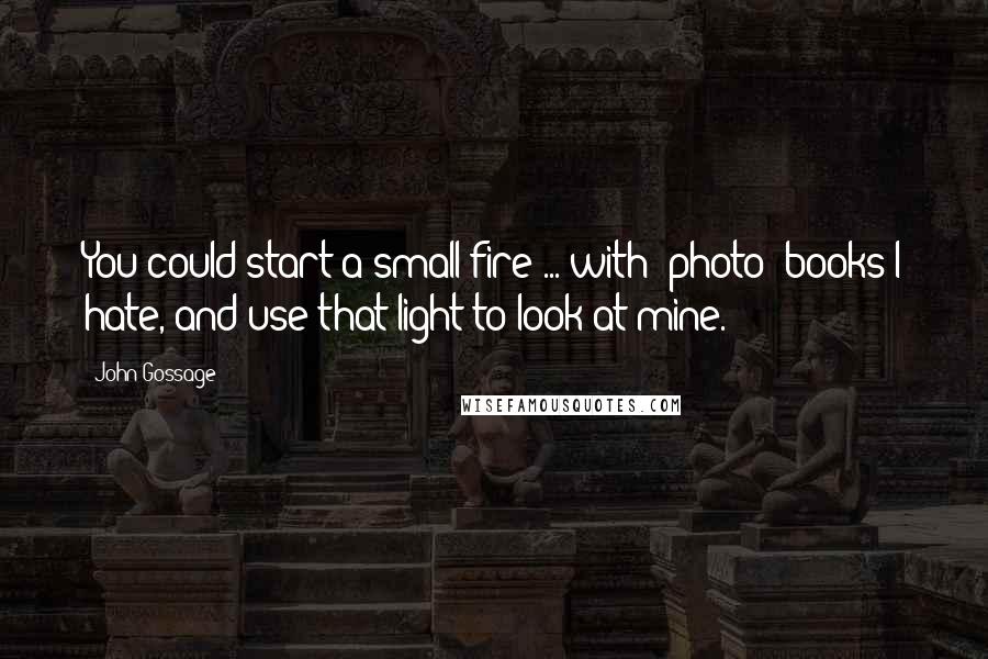 John Gossage Quotes: You could start a small fire ... with [photo] books I hate, and use that light to look at mine.