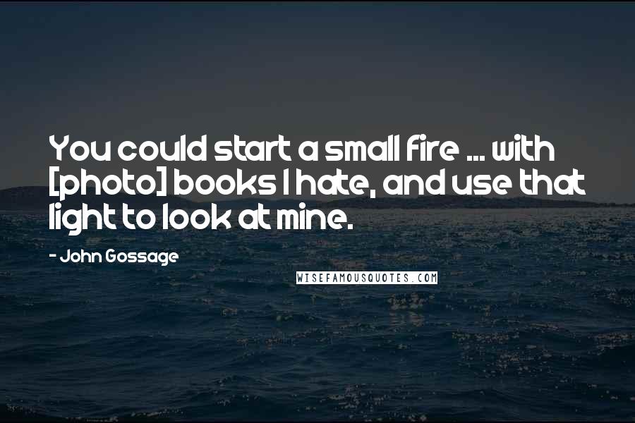 John Gossage Quotes: You could start a small fire ... with [photo] books I hate, and use that light to look at mine.