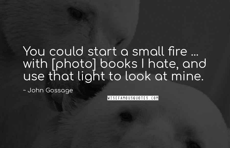 John Gossage Quotes: You could start a small fire ... with [photo] books I hate, and use that light to look at mine.