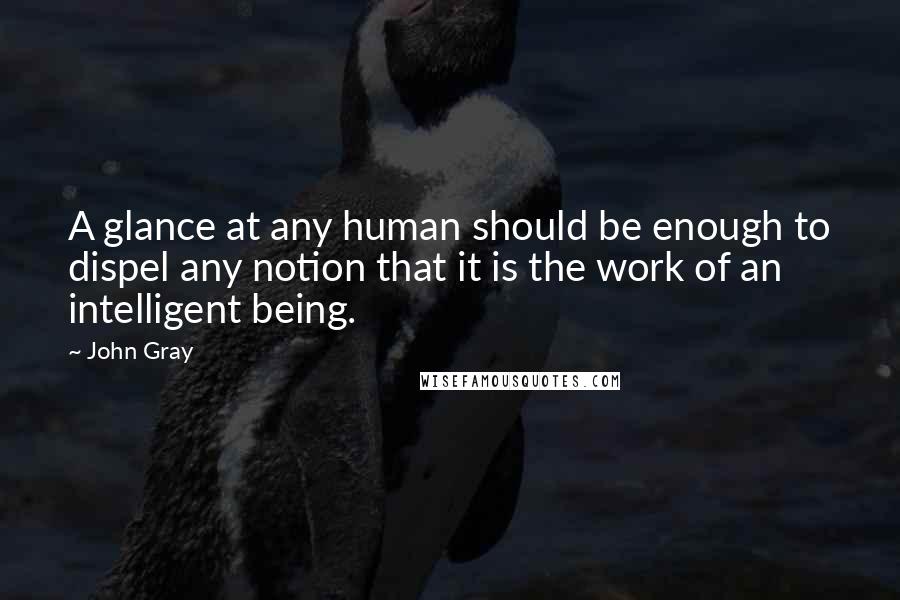 John Gray Quotes: A glance at any human should be enough to dispel any notion that it is the work of an intelligent being.