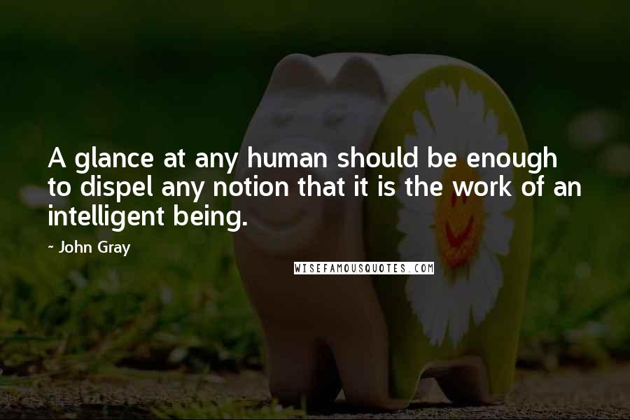 John Gray Quotes: A glance at any human should be enough to dispel any notion that it is the work of an intelligent being.