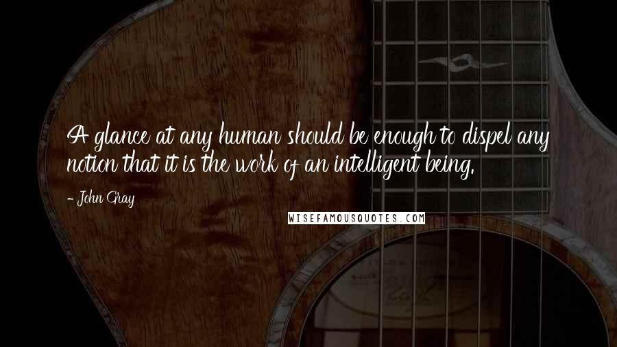 John Gray Quotes: A glance at any human should be enough to dispel any notion that it is the work of an intelligent being.