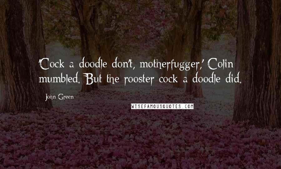 John Green Quotes: 'Cock-a-doodle-don't, motherfugger,' Colin mumbled. But the rooster cock-a-doodle-did.