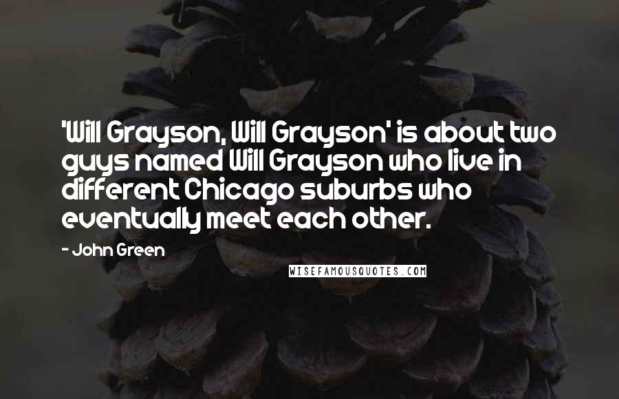 John Green Quotes: 'Will Grayson, Will Grayson' is about two guys named Will Grayson who live in different Chicago suburbs who eventually meet each other.