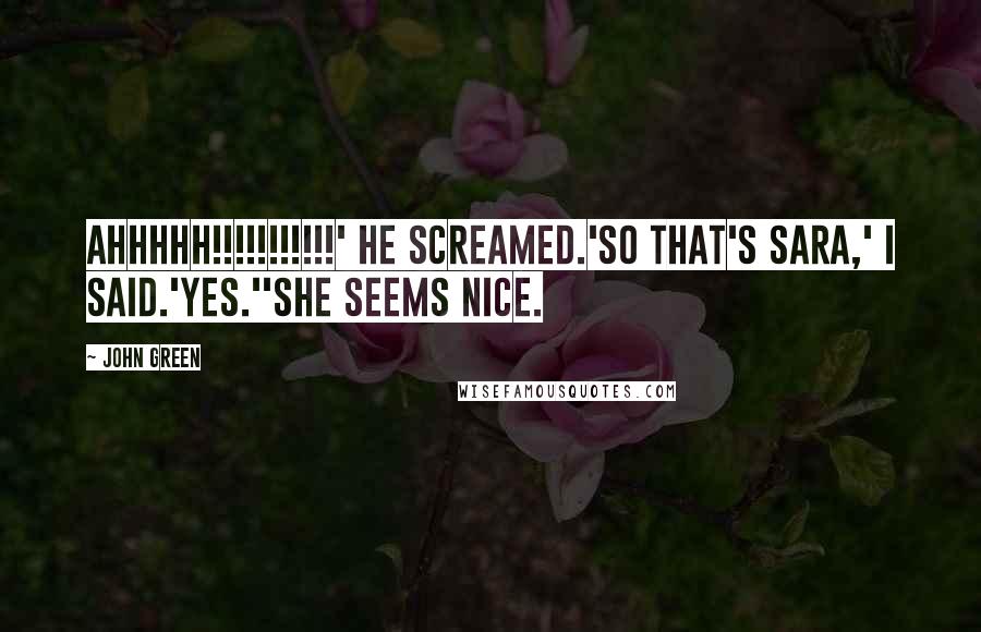 John Green Quotes: AHHHHH!!!!!!!!!!!' he screamed.'So that's Sara,' I said.'Yes.''She seems nice.