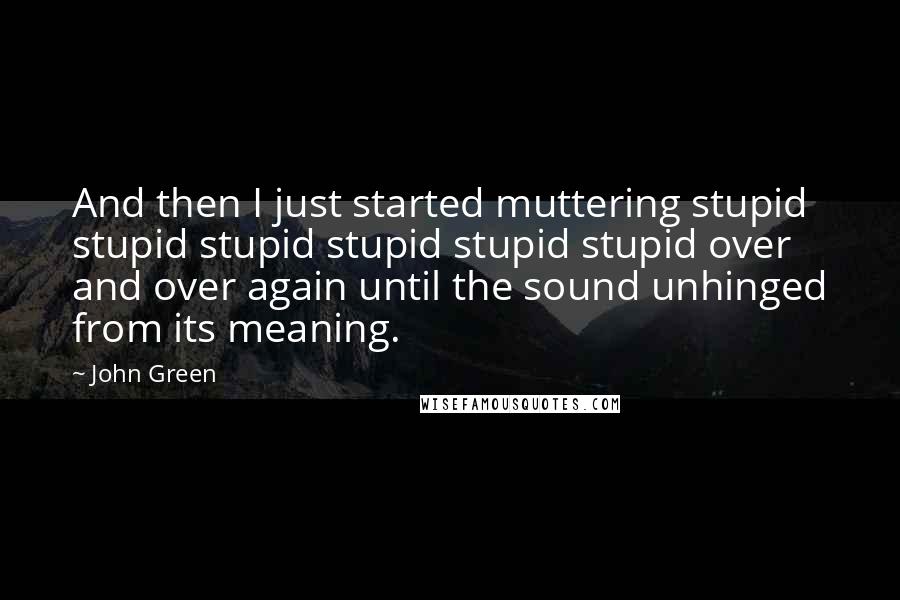 John Green Quotes: And then I just started muttering stupid stupid stupid stupid stupid stupid over and over again until the sound unhinged from its meaning.