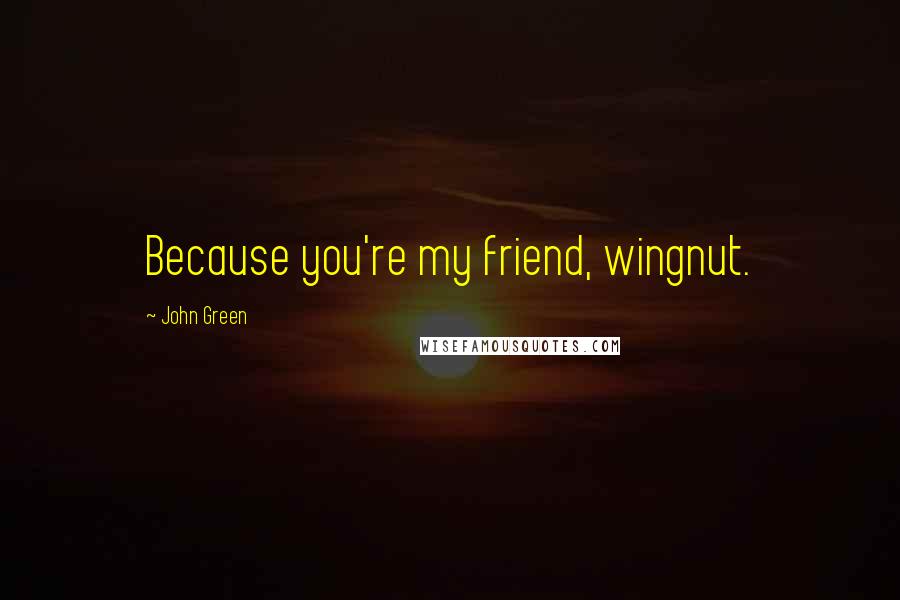 John Green Quotes: Because you're my friend, wingnut.