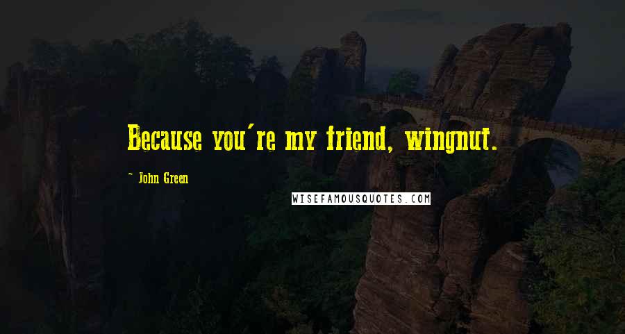 John Green Quotes: Because you're my friend, wingnut.