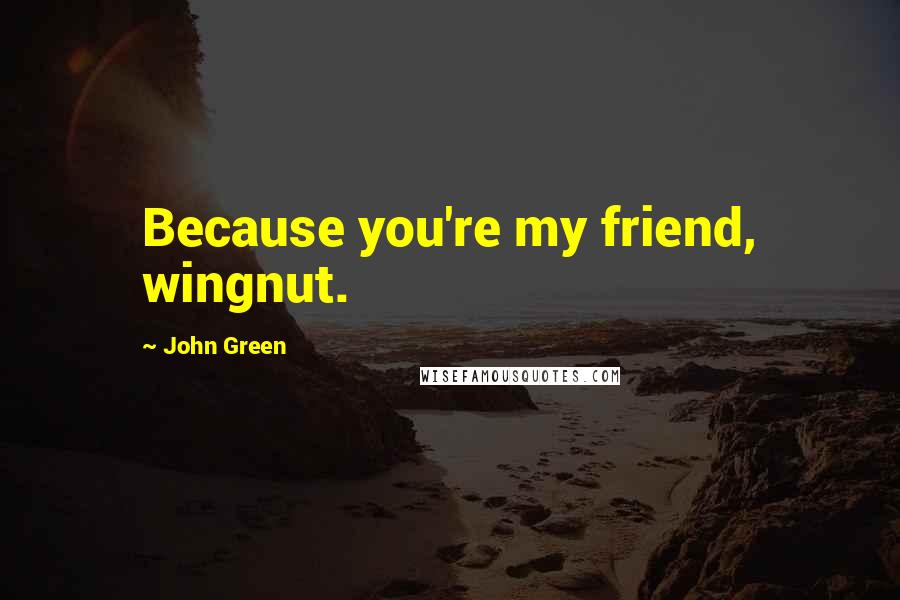 John Green Quotes: Because you're my friend, wingnut.
