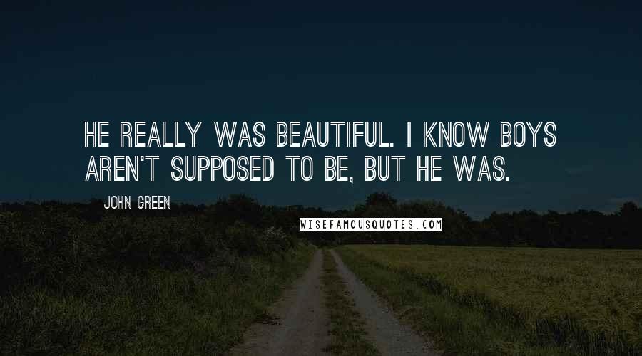 John Green Quotes: He really was beautiful. I know boys aren't supposed to be, but he was.