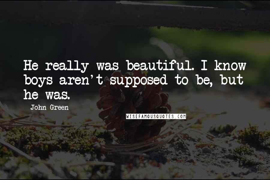John Green Quotes: He really was beautiful. I know boys aren't supposed to be, but he was.
