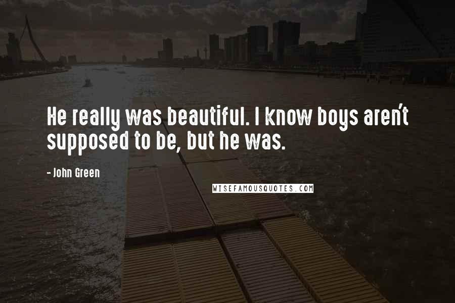 John Green Quotes: He really was beautiful. I know boys aren't supposed to be, but he was.