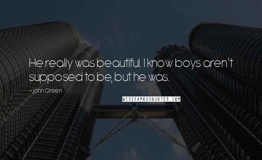 John Green Quotes: He really was beautiful. I know boys aren't supposed to be, but he was.