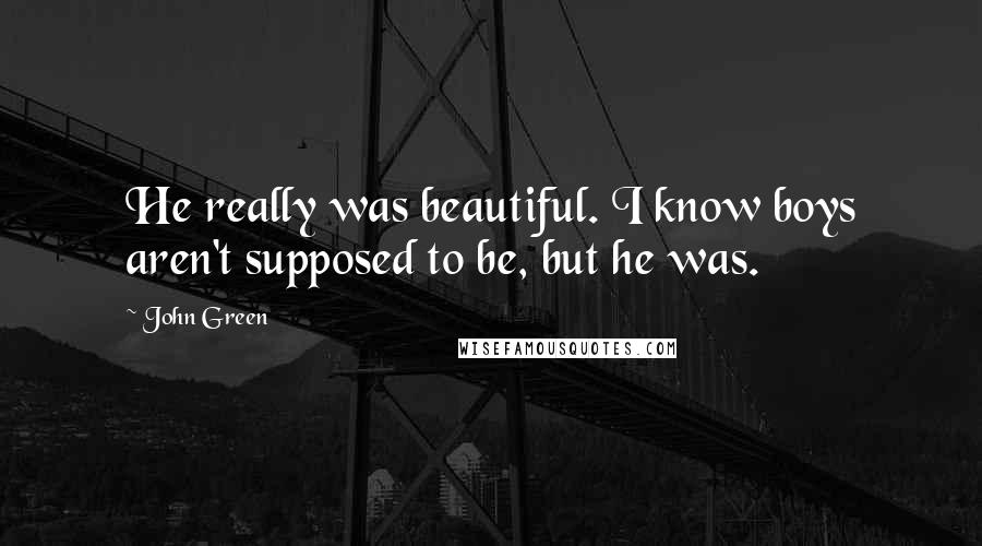 John Green Quotes: He really was beautiful. I know boys aren't supposed to be, but he was.