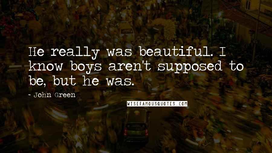 John Green Quotes: He really was beautiful. I know boys aren't supposed to be, but he was.