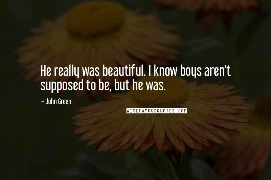 John Green Quotes: He really was beautiful. I know boys aren't supposed to be, but he was.