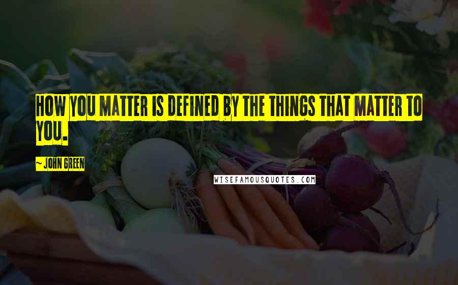 John Green Quotes: How you matter is defined by the things that matter to you.