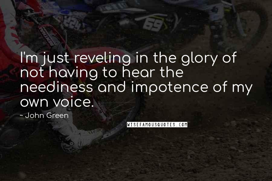 John Green Quotes: I'm just reveling in the glory of not having to hear the neediness and impotence of my own voice.