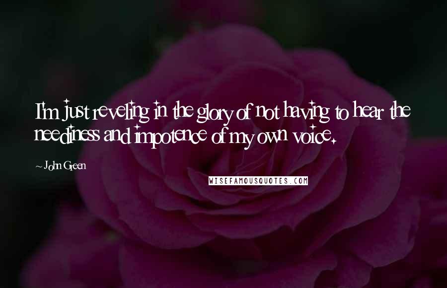 John Green Quotes: I'm just reveling in the glory of not having to hear the neediness and impotence of my own voice.