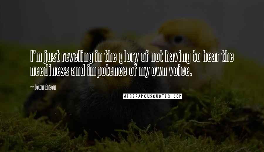 John Green Quotes: I'm just reveling in the glory of not having to hear the neediness and impotence of my own voice.