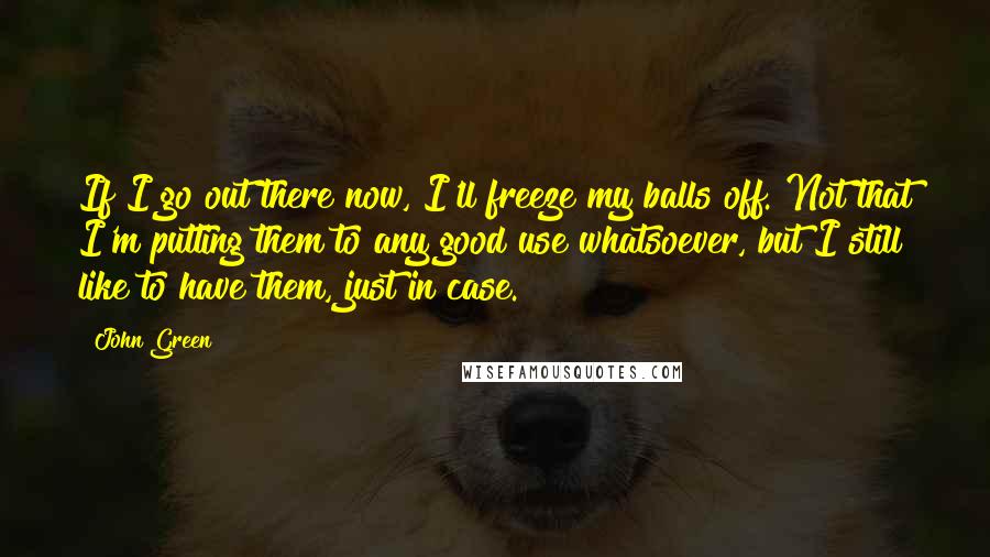 John Green Quotes: If I go out there now, I'll freeze my balls off. Not that I'm putting them to any good use whatsoever, but I still like to have them, just in case.