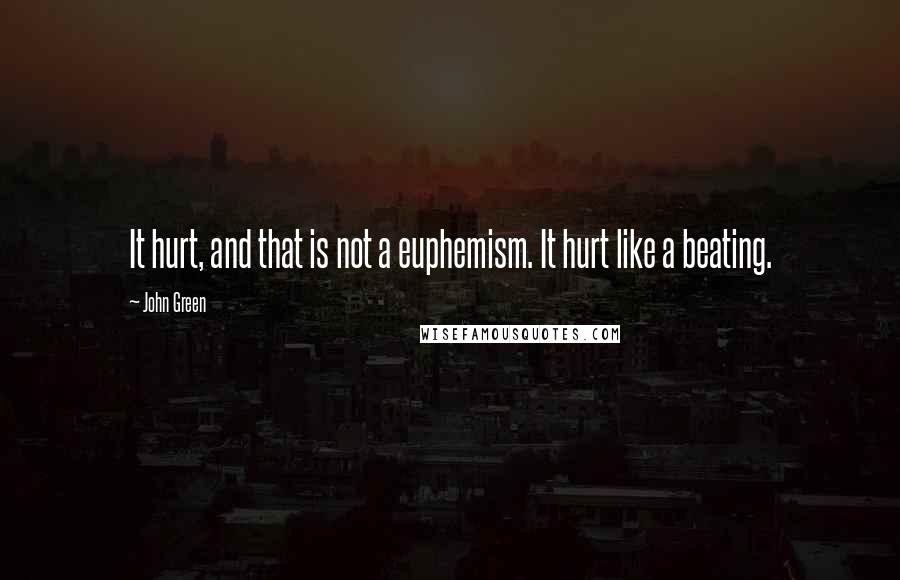 John Green Quotes: It hurt, and that is not a euphemism. It hurt like a beating.